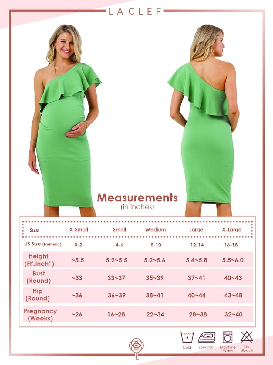 Vista 3 de LaClef Vestido de maternidad con volantes y un hombro fruncido lateral para mujer