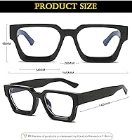 Vista 6 de EYLRIM Gafas de luz azul con marco cuadrado grueso para mujeres y hombres, lentes de computadora sin receta