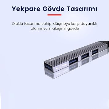DM CHB057 USB Type-C to 4 Portlu 3*USB 2.0 1*USB 3.0 Hub Çoklayıcı 15 cm