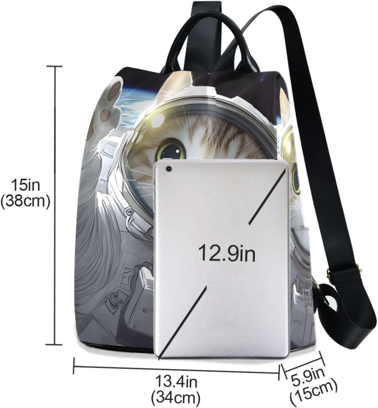 ALAZA Astronaut Cat Backpack Purse for Women Anti Theft Fashion Back Pack Shoulder Bag