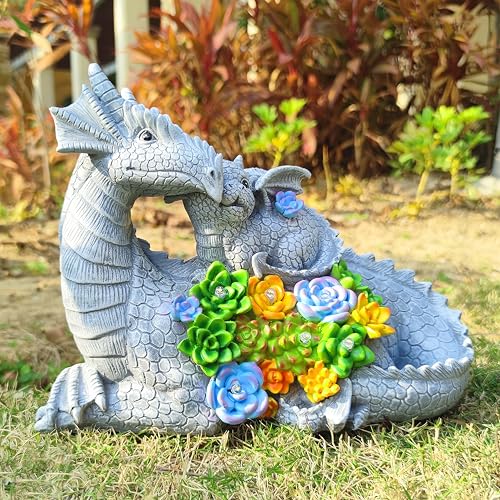 RCTTICUU Solar Dragon Garden Statues Outdoor Decor, Resin Dragon Figurine with Succulent and 6 LED Lights Lawn Patio Balcony Art Decoration,Housewarming Birthday Gifts for Grandma Mom Women by RCTTICUU - Used condition - Image 6