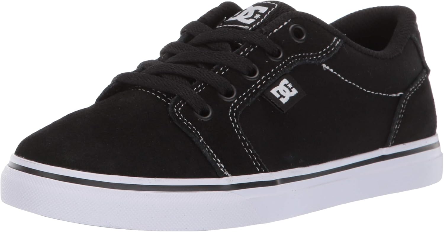 DC Boys' Anvil Skate Shoe, WHITE/BLACK/BLACK, 1 M US Little Kid