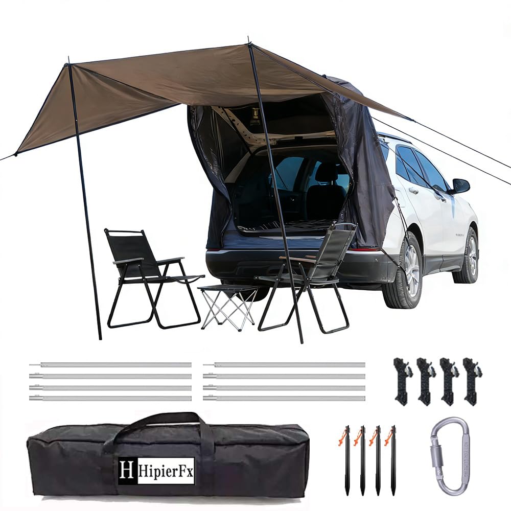Tente de hayon avec poteaux à trois côtés - Étanche - Pour SUV - Protection solaire UPF 50+ - Ajustement universel