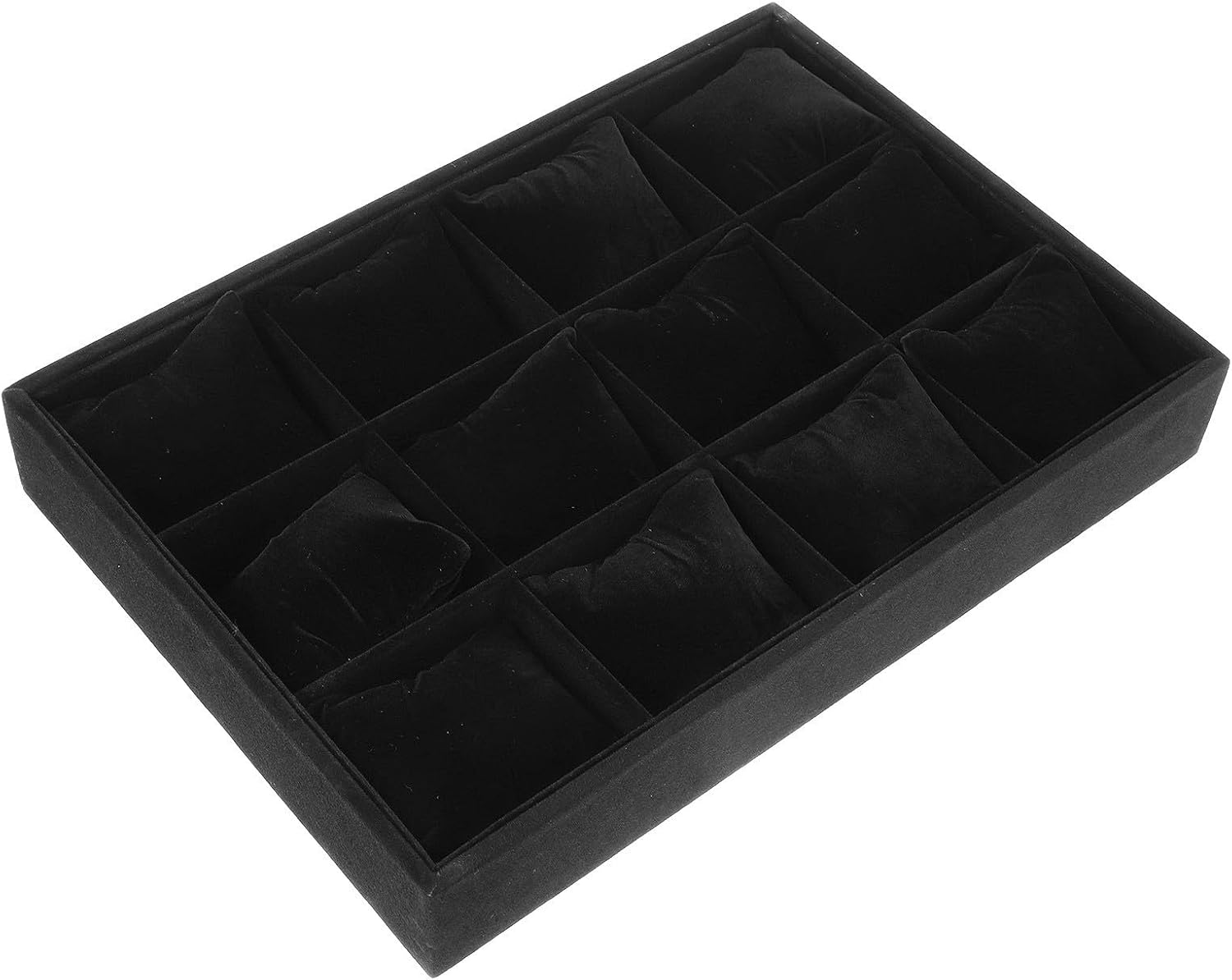 Stackable 12-grid Watch Present Box with Pillows, Compact and Portable Bracelet Tray Made of Simulated Linen and Density Board, Elegant Display Organizer for Watch Storage