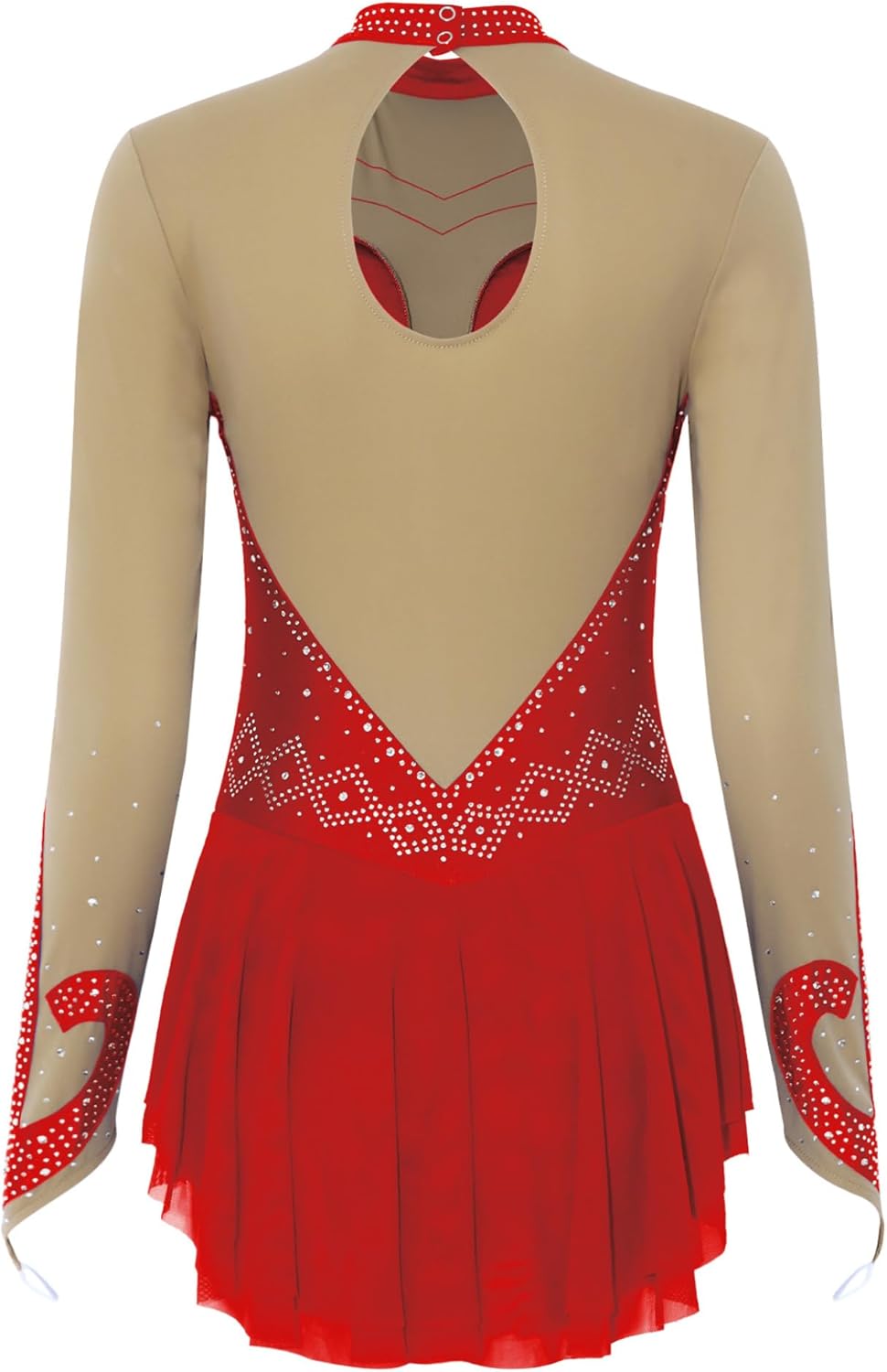 Women's Long Sleeve Figure Ice Skating Dress Roller Skating Gymnastics Leotard Dress Lyrical Dance Costumes