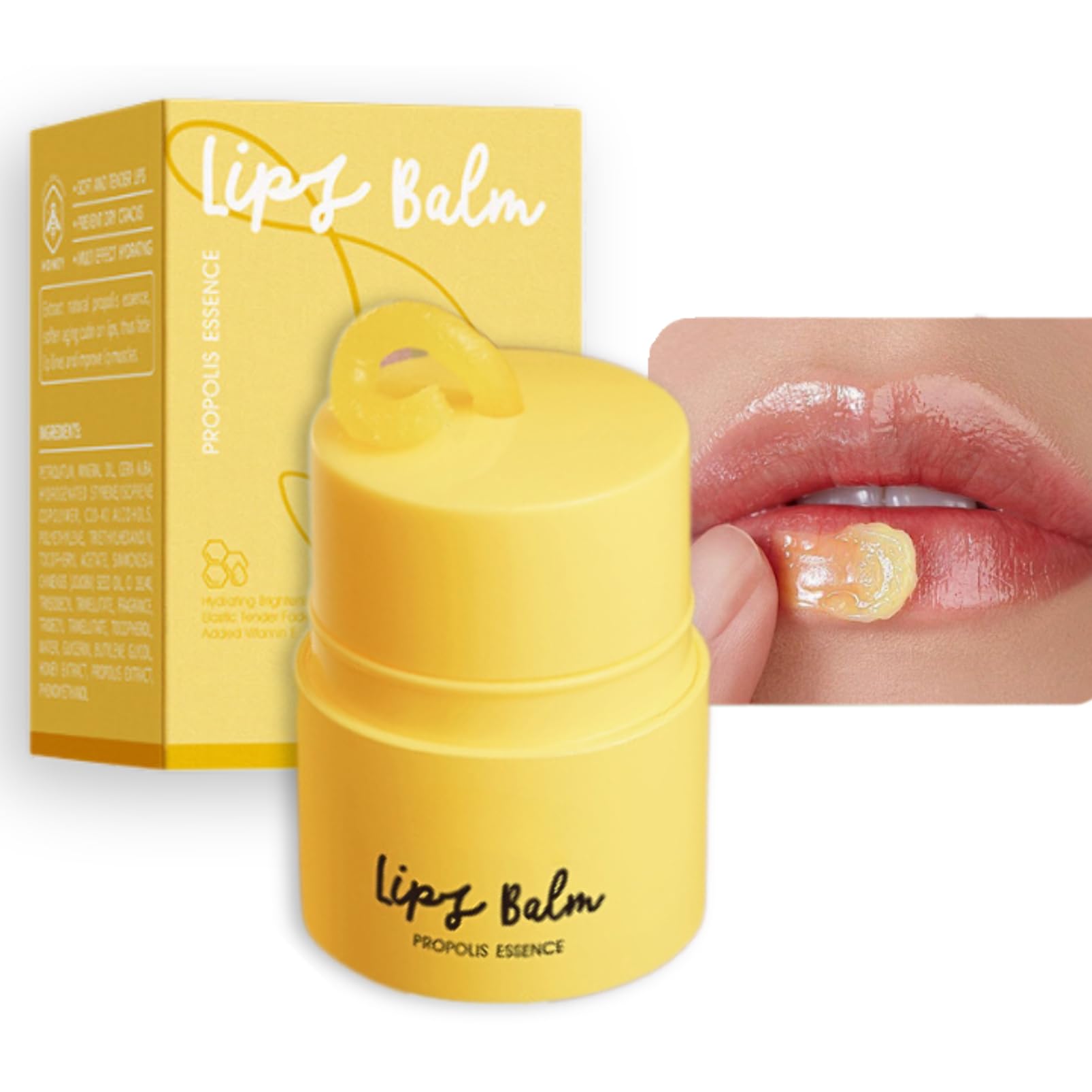 ISBEAUSOLS Propolis Vitamin E Essence Lip Balm - Honey Overnight Lip Mask - Lip Care for Women & Men - Moisturizing, Soothing, Lip Protection, Fine Line Treatment, Brightening