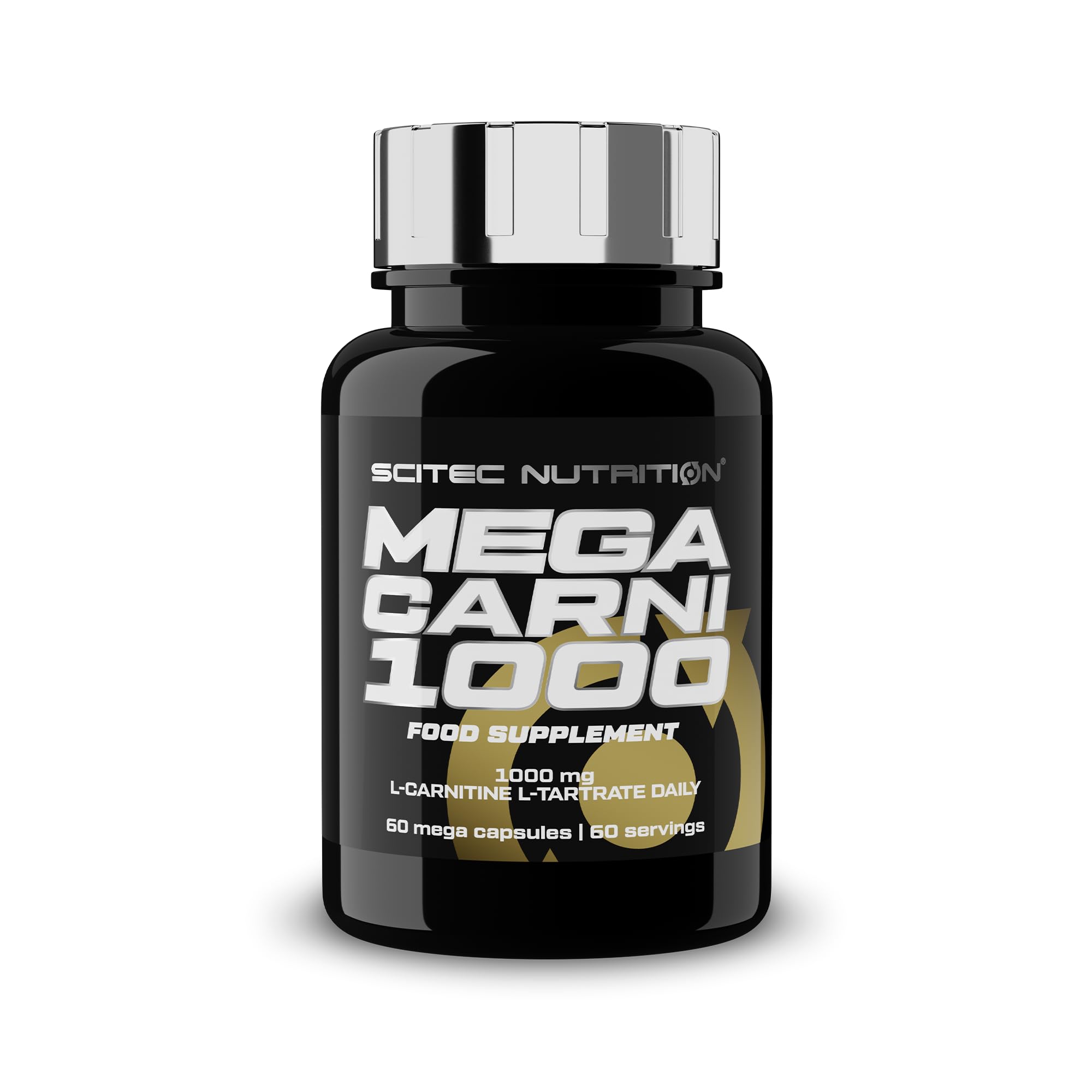 Scitec Nutrition Mega Carni 1000 | 1000 mg de L-carnitine L-tartrate par portion | Formule haute dose | Sans caféine, 60 méga gélules