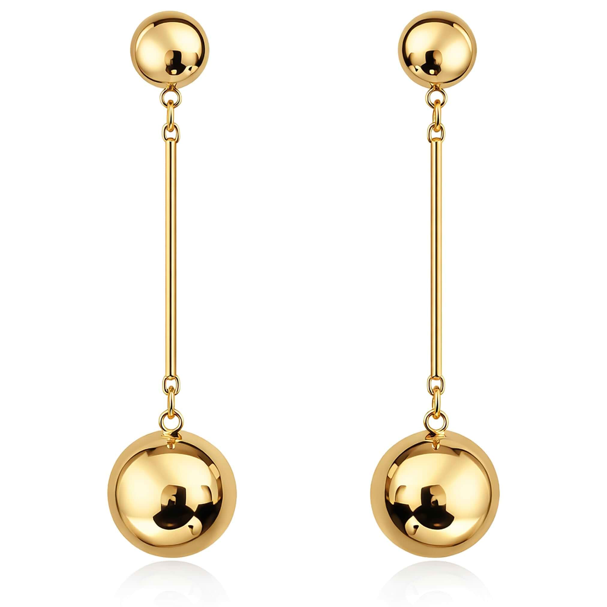 Elegant Gold Ball Earrings For Women - Minimalist Long Drop Earrings.Lightweight Dangle Statement Jewelry Gift to Enhance Daily Outfits Beautifully