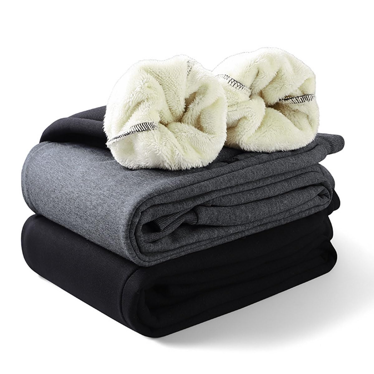 Ougelebo Winter Jogginghose Herren Thermo Gefüttert Warme Fleecehose Herren