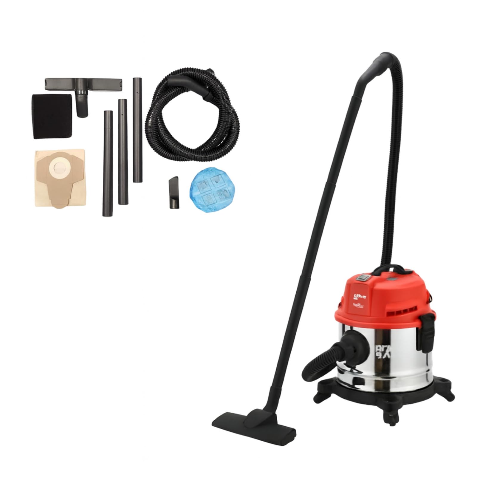 San Marco Bidone aspirapolvere per Solidi e Liquidi da 1200 W, con funzione soffiante, bidone in metallo da 15 Litri completo di ruote