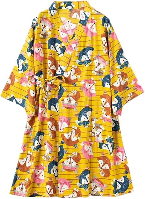 Amazon レディース 甚平 大人用 女性用 大学生 高校生 和柄 キツネ 花火 夏 夏祭り 七分袖 浴衣柄 部屋着 花火大会 レトロ 甚平 通販