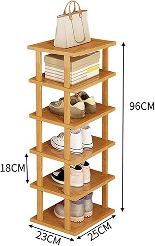 Miniatura 2 de Zapatero vertical de bambú de 6 niveles, organizador de zapatos estrecho de pie que ahorra espacio, organizador de almacenamiento de zapatos de