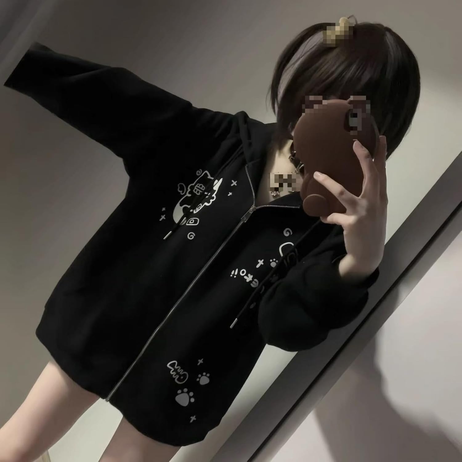 Pokn Kawaii Cute Cat Graphic Hoodie Y2k Zip Up Harajuku Clothes Oversized Pullover Sweatshirt Streetwear Jacket - Image 3