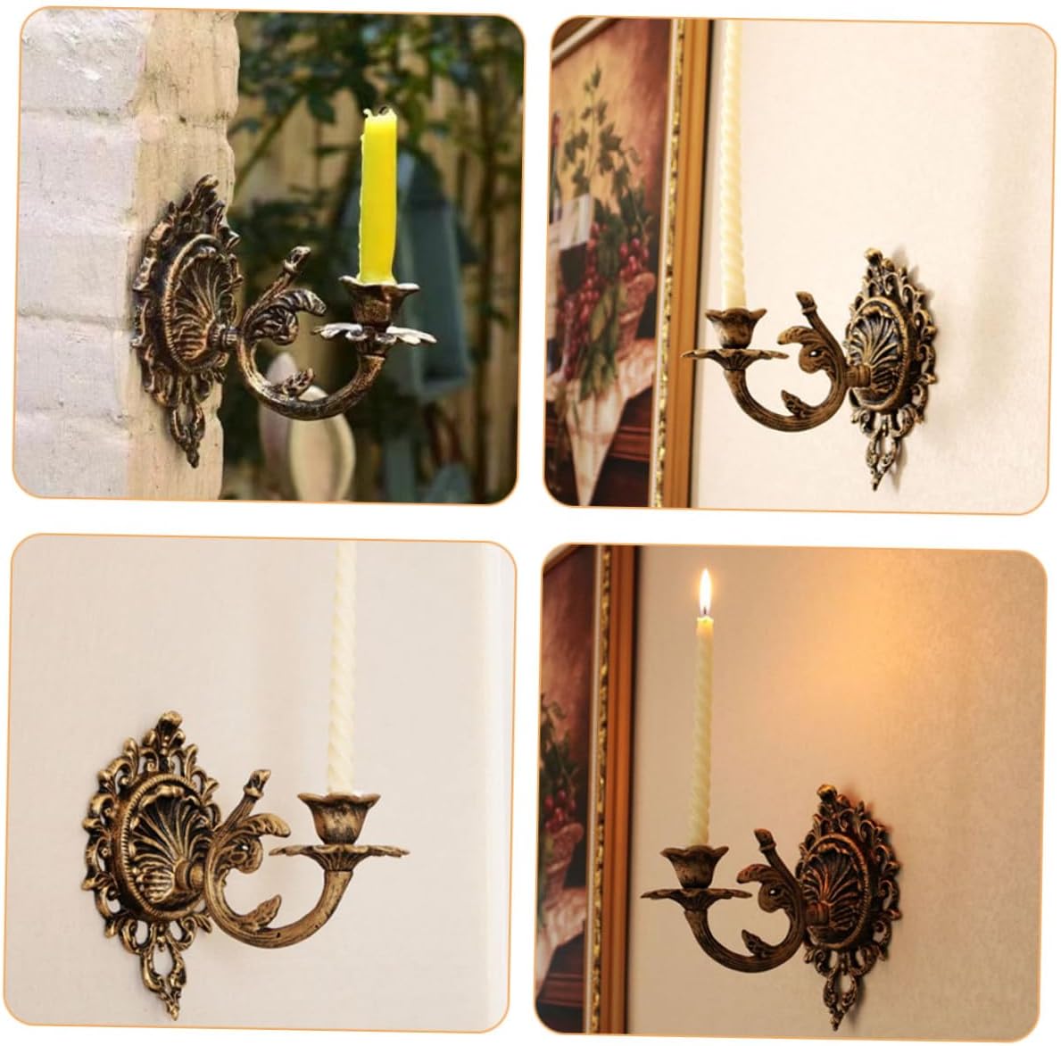 Antique Cast Iron Wall Candle Holder Rustic European Aristocratic Style Sconce for Living Bedroom Dining Decor Versatile Garden Hanging Decorative Candlestick