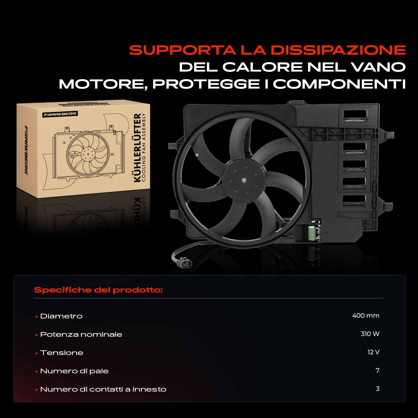 Frankberg Ventola di raffreddamento Compatibile con M.i.n.i Cabriolet R52 C.o.o.p.e.r M.i.n.i Cabriolet R52 One M.i.n.i R50 R53 One M.i.n.i R50 R53 Coope.r S Min.i Cabriolet R52 17117541092