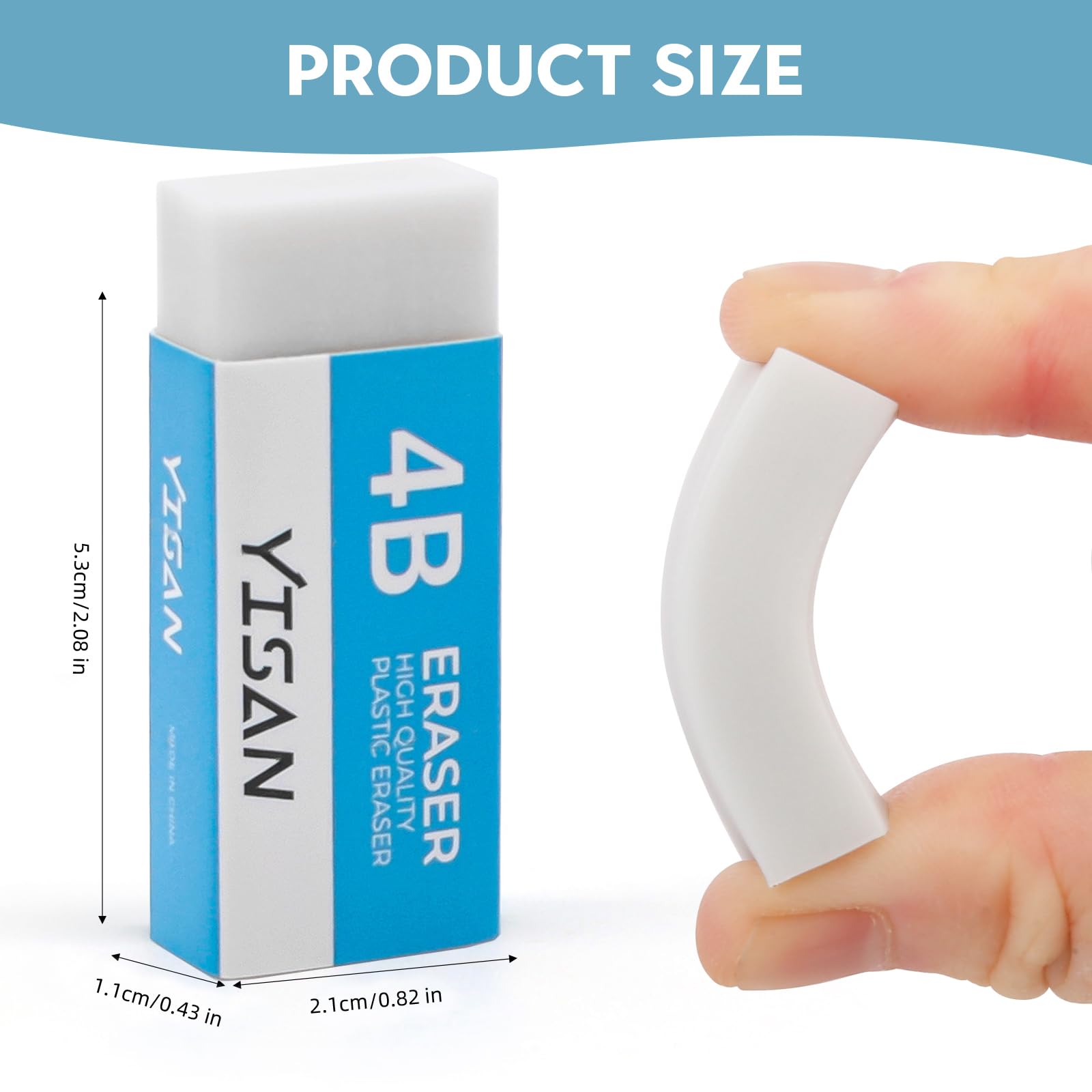 YISAN Erasers,Rubbers 8 Pack,Pencil Eraser,White Eraser Dust-Collecting,Medium Size,Single Line Dust for Drawing,71341 - Image 3