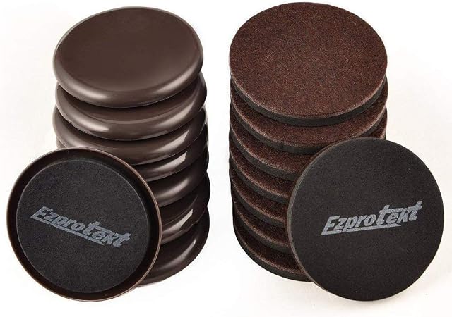 Ezprotekt Each 8 Pack 3.5 Inch Furniture Moving Slider & Felt Furniture Slider Pads, Furniture Glider for Carpet & Rug - Felt Furniture Glider for Hard Wood Floor Surfaces 89mm 16 Pack, Round Brown