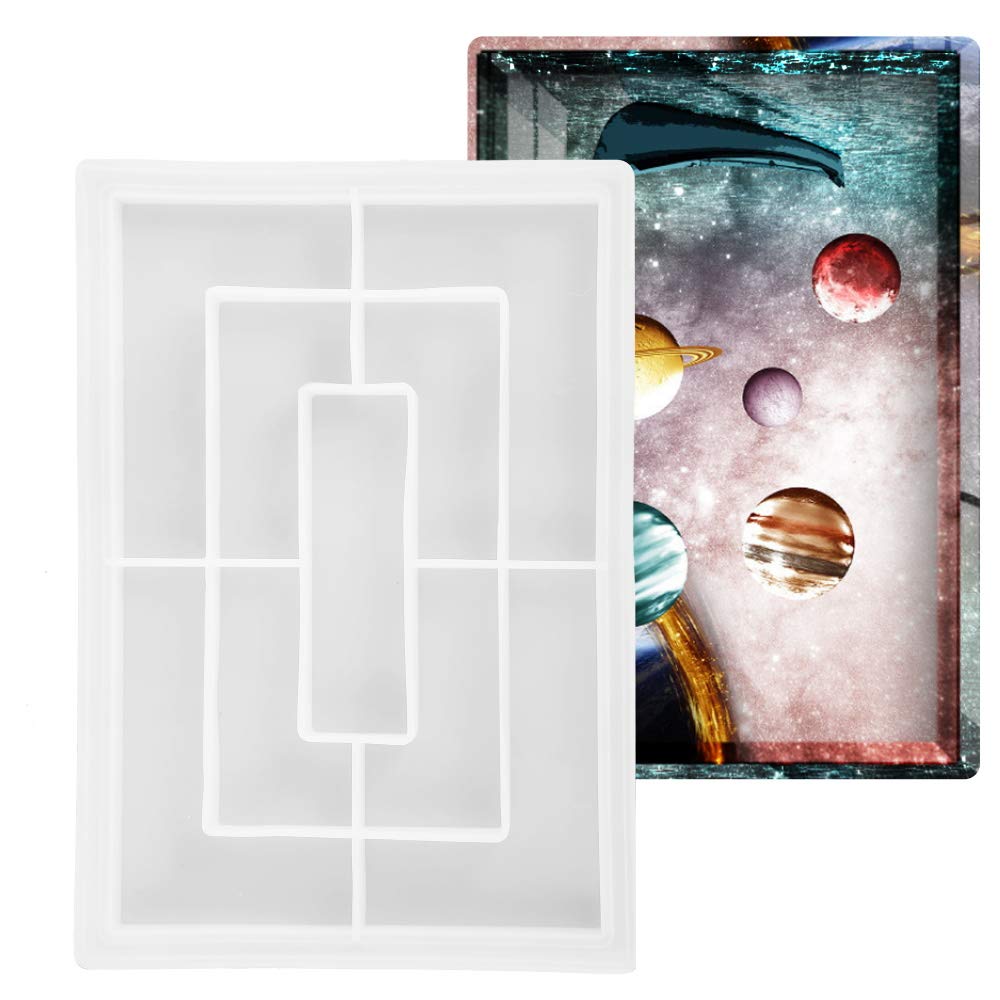 Jingchen Rectangle Rolling Tray Resin Mold, Resin Silicone Mold with Edges, DIY Epoxy Resin Large Serving Tray, for Resin Casting Ocean Wave Painting Art, Jewelry Holder, Fruit Snack Tray
