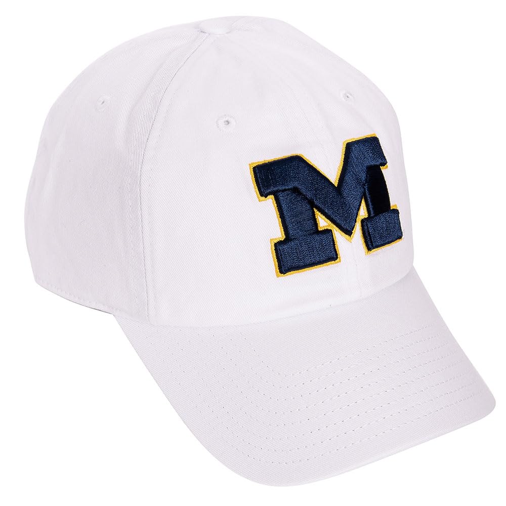 Desert Cactus University of Michigan Baseball Hat UM Wolverines Brimmed Embroidered Cap Adjustable Cloth Strap Adult Type A, Black, One size