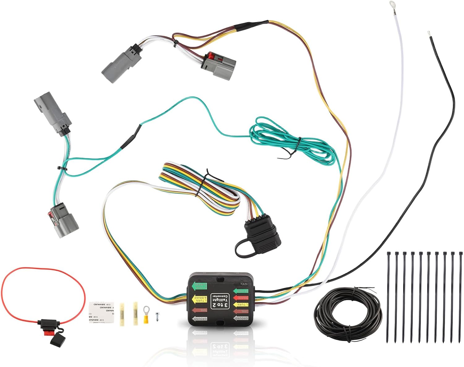 maXpeedingrods 4-Way Trailer Wiring Harness Kit 56477 for Ford Maverick 2022 2023 2024 4-Pin Flat Trailer Connector Plug, Vehicle Standard 4 Way Connector Custom 4-Pin Flat Trailer Connector Plug