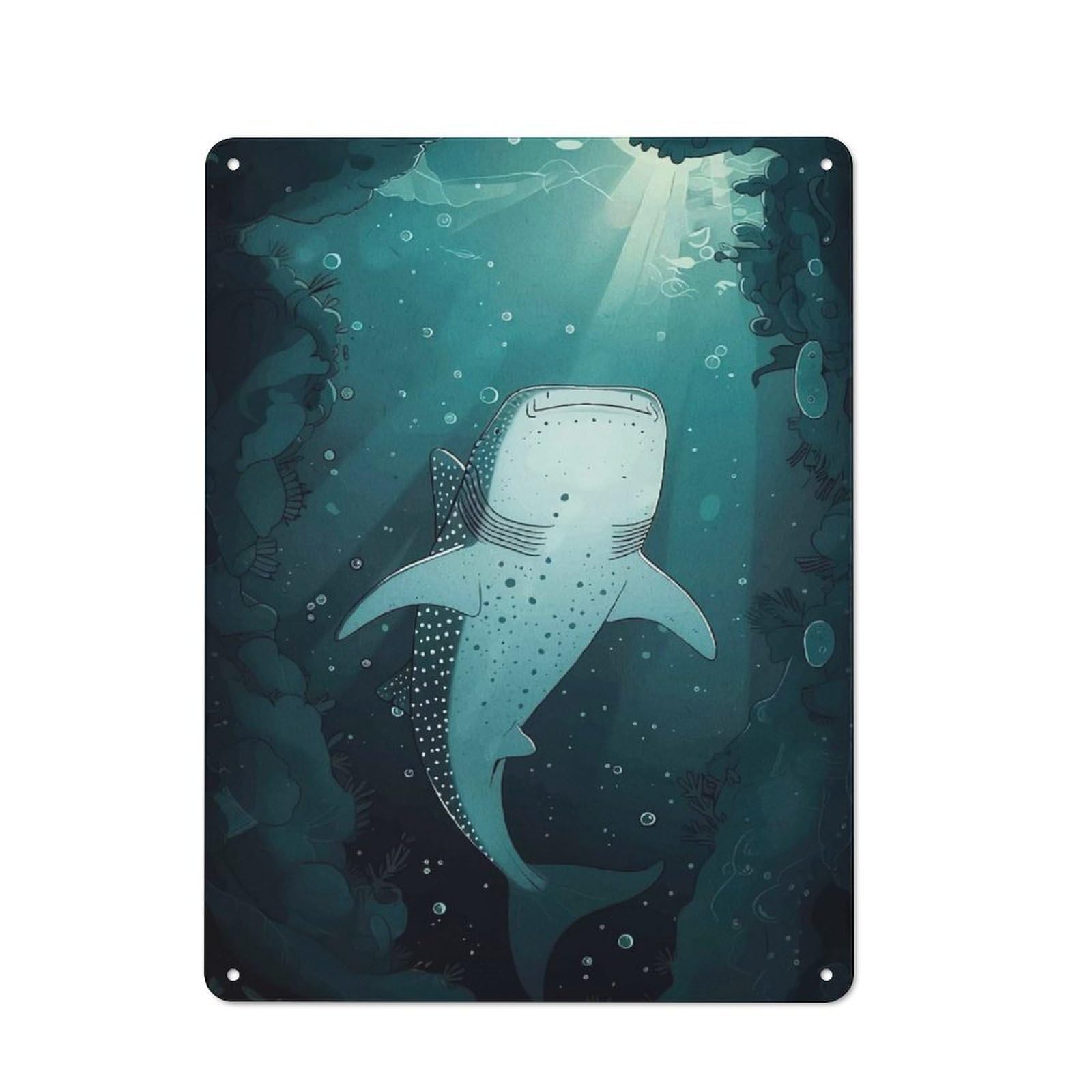 Junmoney Whale Shark Underwater 40X30cm Rustic Tin Sign With For Garage Or Workshop, For Vintage Wall Decor Fans, For Kitchen And Home Bar Decor