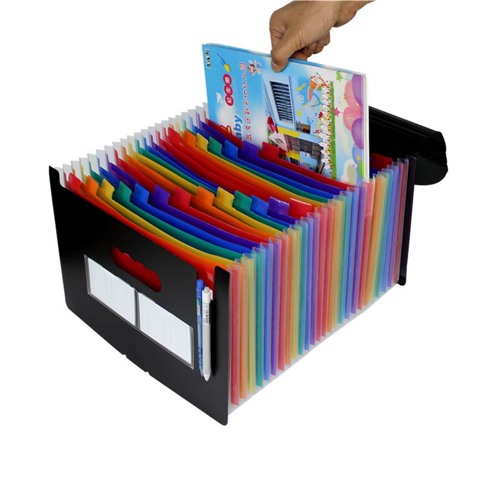 Carpeta Mini carpeta retráctil de organza A4 26 capas, soporte papel multicapa para Almacenamiento de Archivos