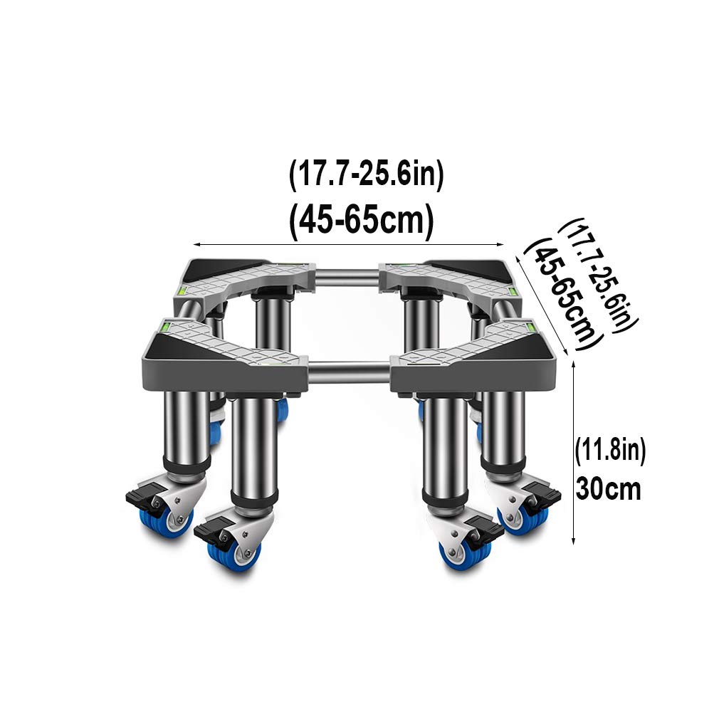 Base Ajustable para Lavadora con 8 Ruedas con Bloqueo. Carro móvil para secadoras y frigoríficos. Compatible con electrodomésticos de 45 a 65 cm. Diseño Robusto en Color Gris (30 c