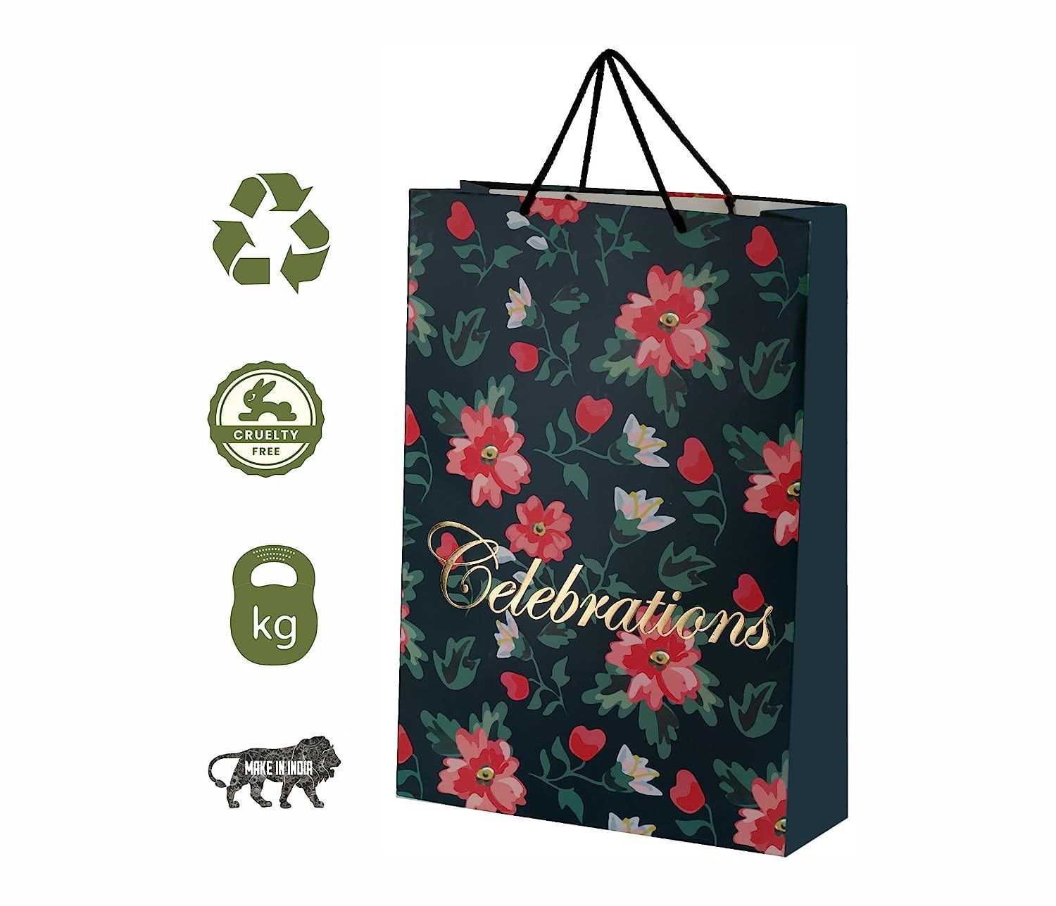 FONSIE Celebrations Jumbo opakowanie 5 szt. papierowych torebek na prezent, na powrót, baby shower, ślub, urodziny, prezenty festiwalowe, uniwersalna (43 x 30 x 11 cm) torba