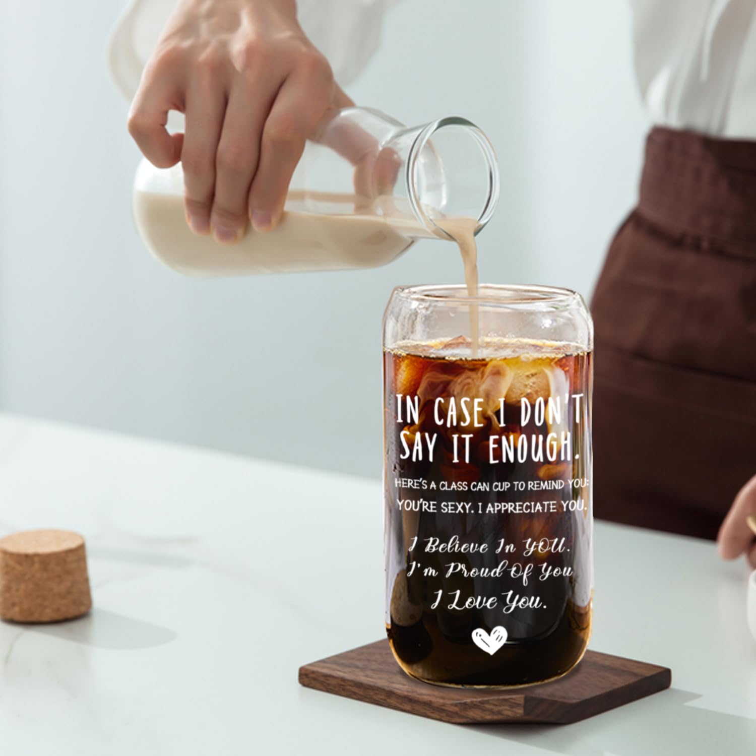 4 Valentinstags-Glasbecher Mit Bambusdeckel & Strohhalmen – 473 Ml, Herzförmig, Für Eiskaffee & Cocktails