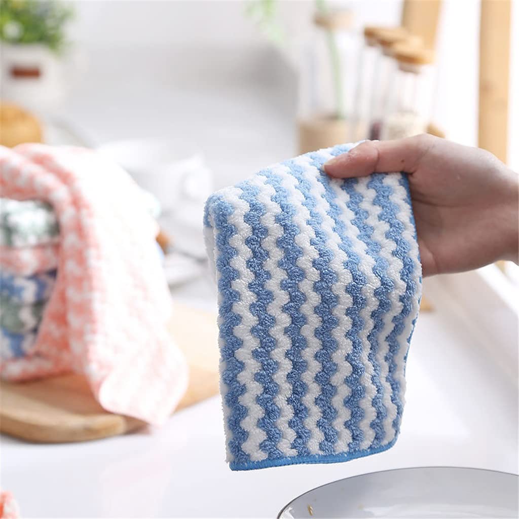 RWRAPS 10 Uds paños de Cocina de Lana de Coral estropajos súper absorbentes Toallas de Limpieza de Cocina húmedas y secas Trapos de Limpieza de Cocina (10 Uds 25x25cm)