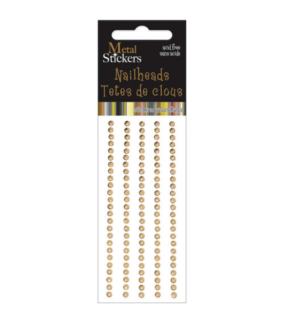 Mark Richards Gold Metal Stickers Nailheads 3Mm Round 125/Pkg