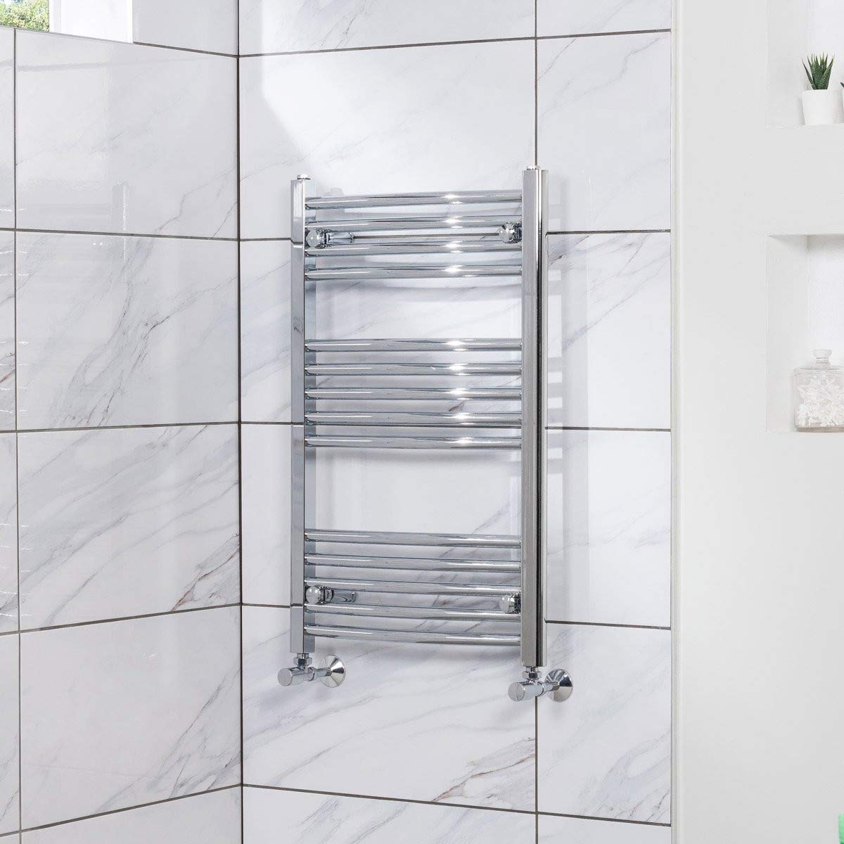 NRG Curved Heated Towel Rail Radiator Bathroom Central Heating Ladder Warmer Rad 800x500mm Chrome