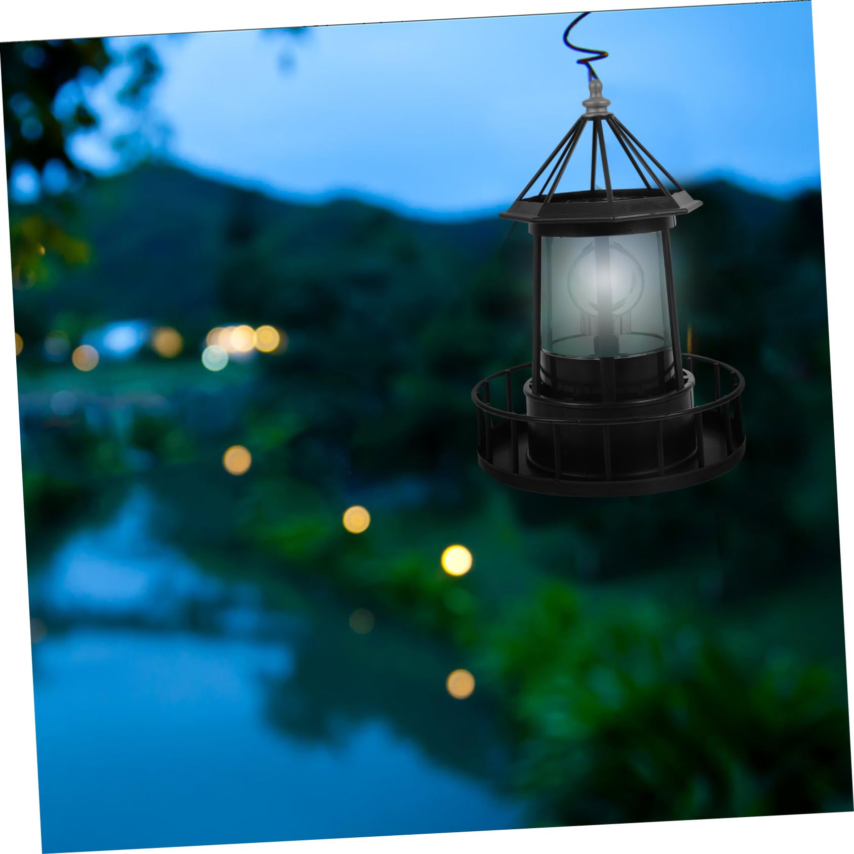Garneck Baliza Giratoria Led Solar Decorativa Para Jardín Negro Luz Giratoria De Torre Lámpara De Paisaje Para Iluminación Exterior