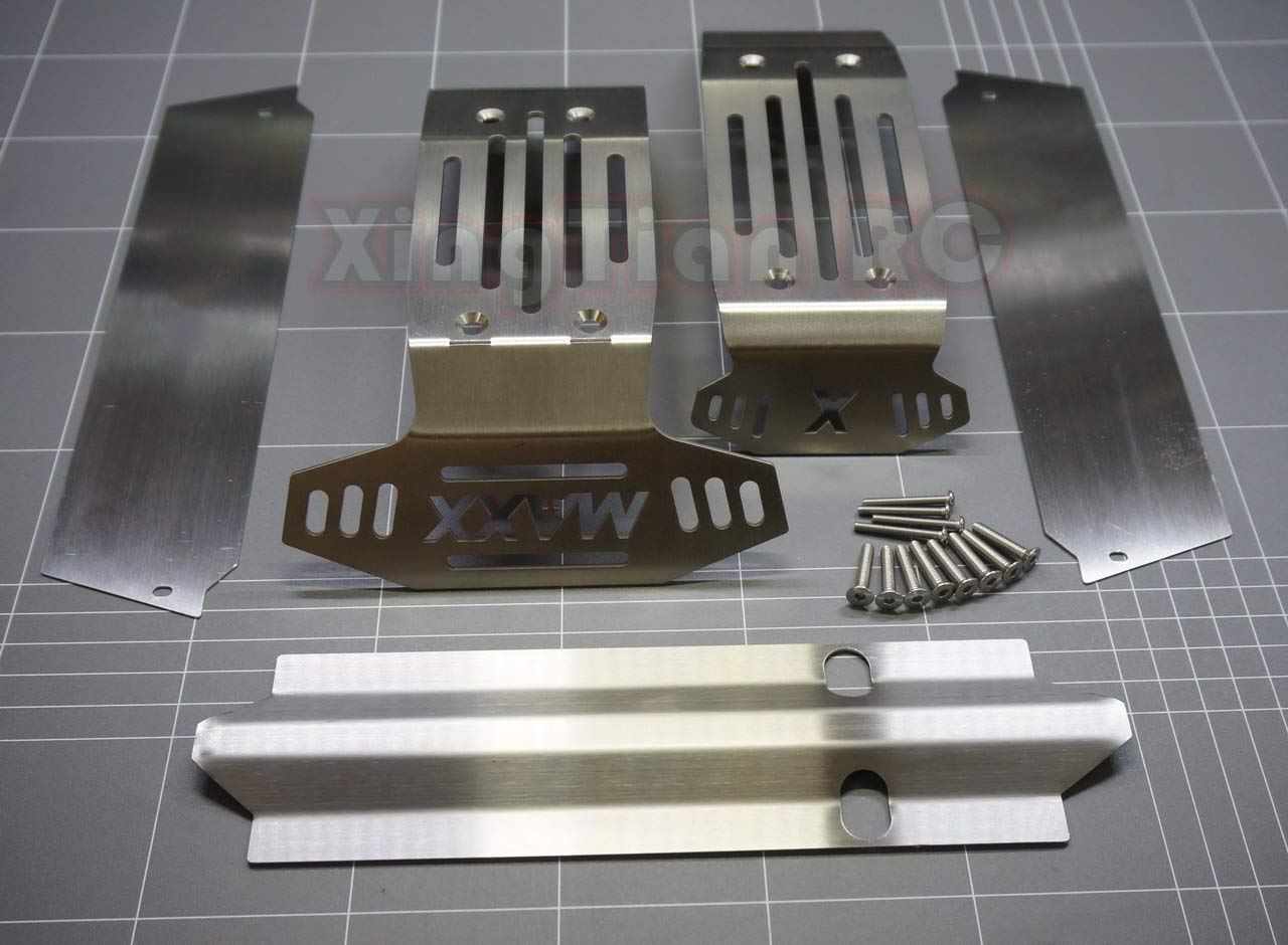 Stainless Steel Chassis Armor Skid Plate Battery Protect for Traxxas 1/5 X-MAXX - Hollow