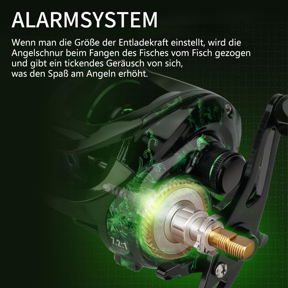 Angeln Baitcasting-Rolle,Magnetisches Bremssystem für das Angeln in Salzwasser und Süßwasser, Baitcaster Angelrollen Mit 18+1BB Edelstahl Kugellagern