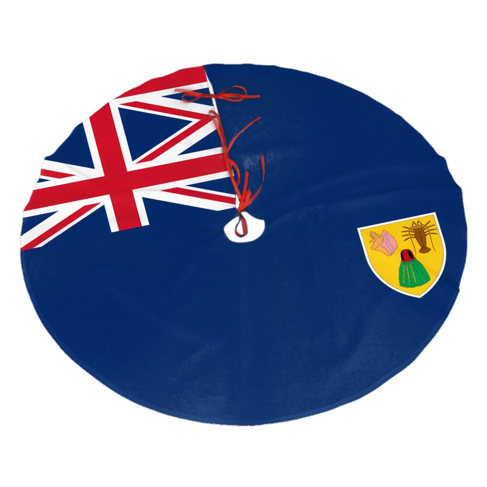 Flag of The Turks and Caicos Islands Printed Christmas Tree Skirt Christmas Plush Tree Skirt 48 inches (About 112.2 cm) Christmas