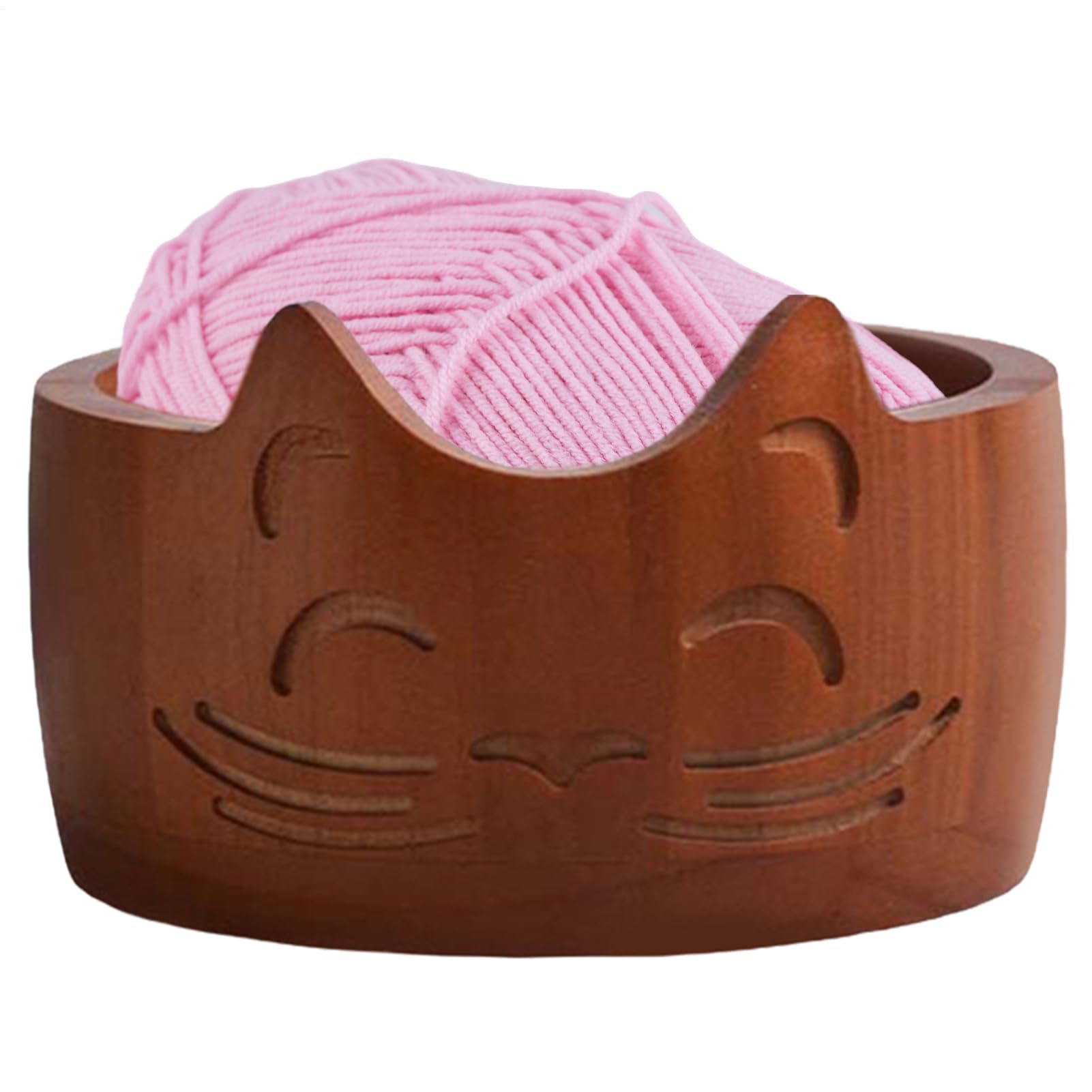 Bol à laine en bois pour crochet et tricot accessoire rond de rangement portable