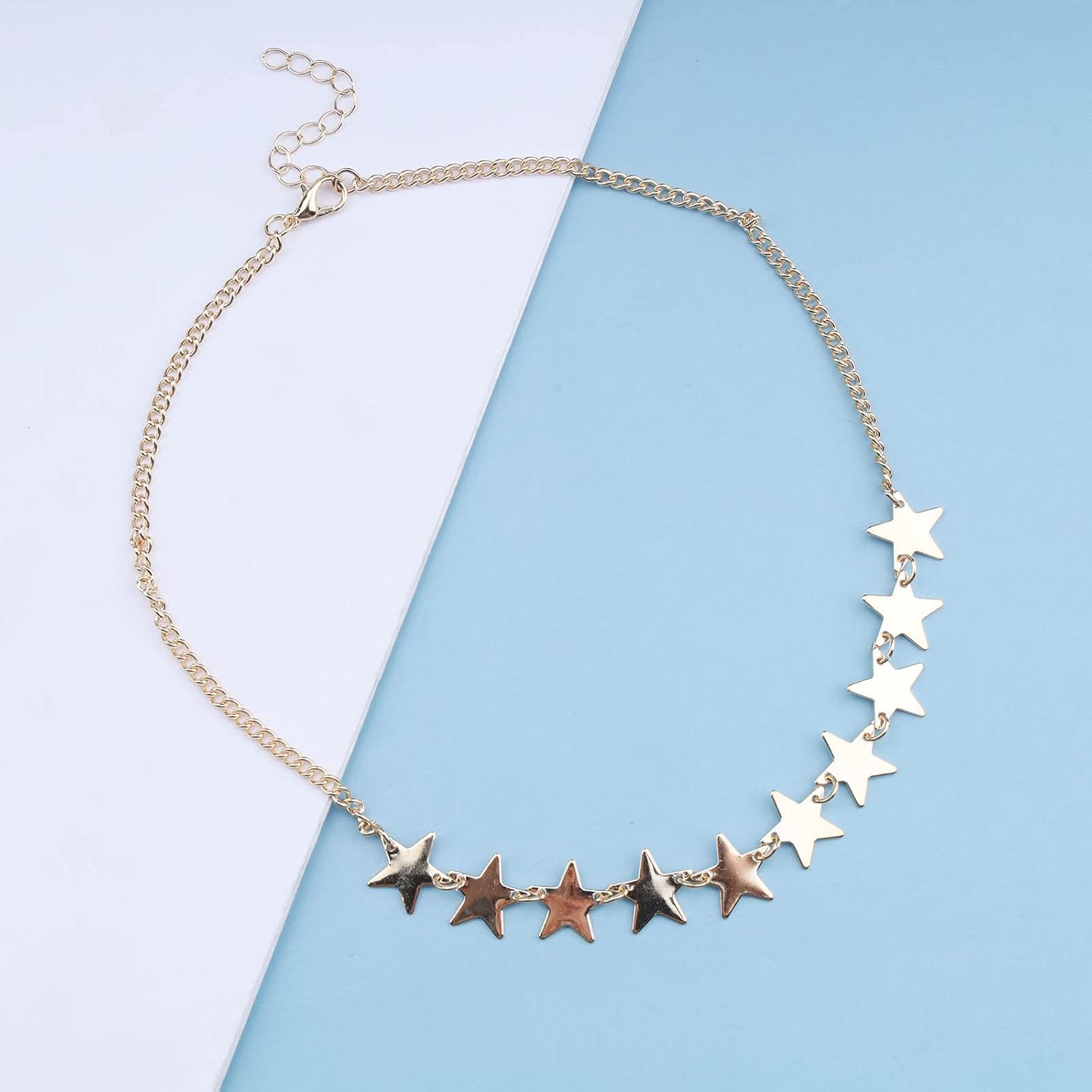 Bohemia Lucky Star Necklace Choker Chain Star Station Choker Necklace Gold Celestial Space Necklace Chain Minimalist Multi Star Necklace Jewelry for Women - Image 3