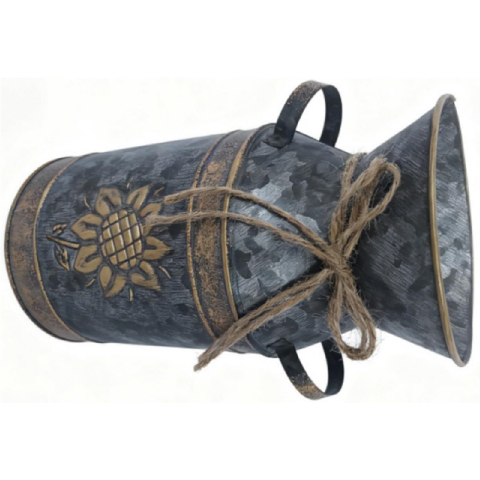 Iron Milk Can Planter Vases with Sunflowers Accent Farmhouses Decoration Piece Home Decoration Flower Bucket