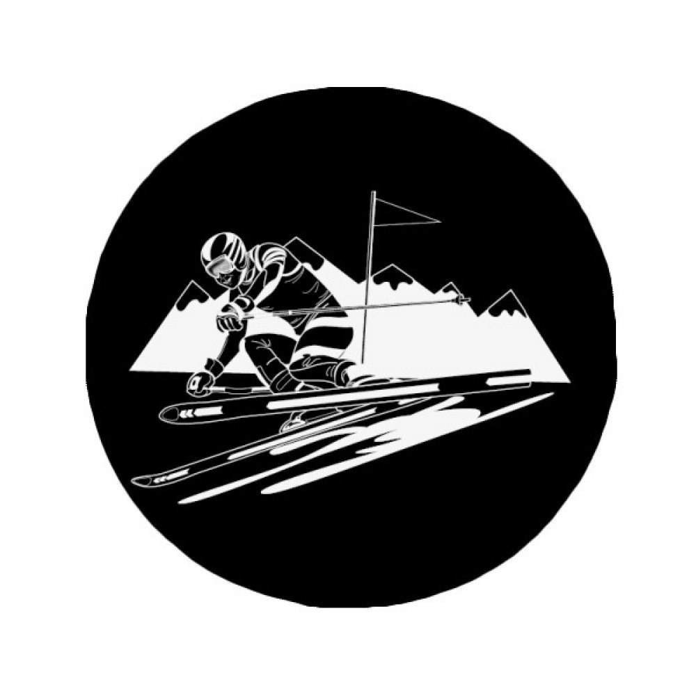 Tapis de ski noir rond 80cm antidérapant pour entrée et salon