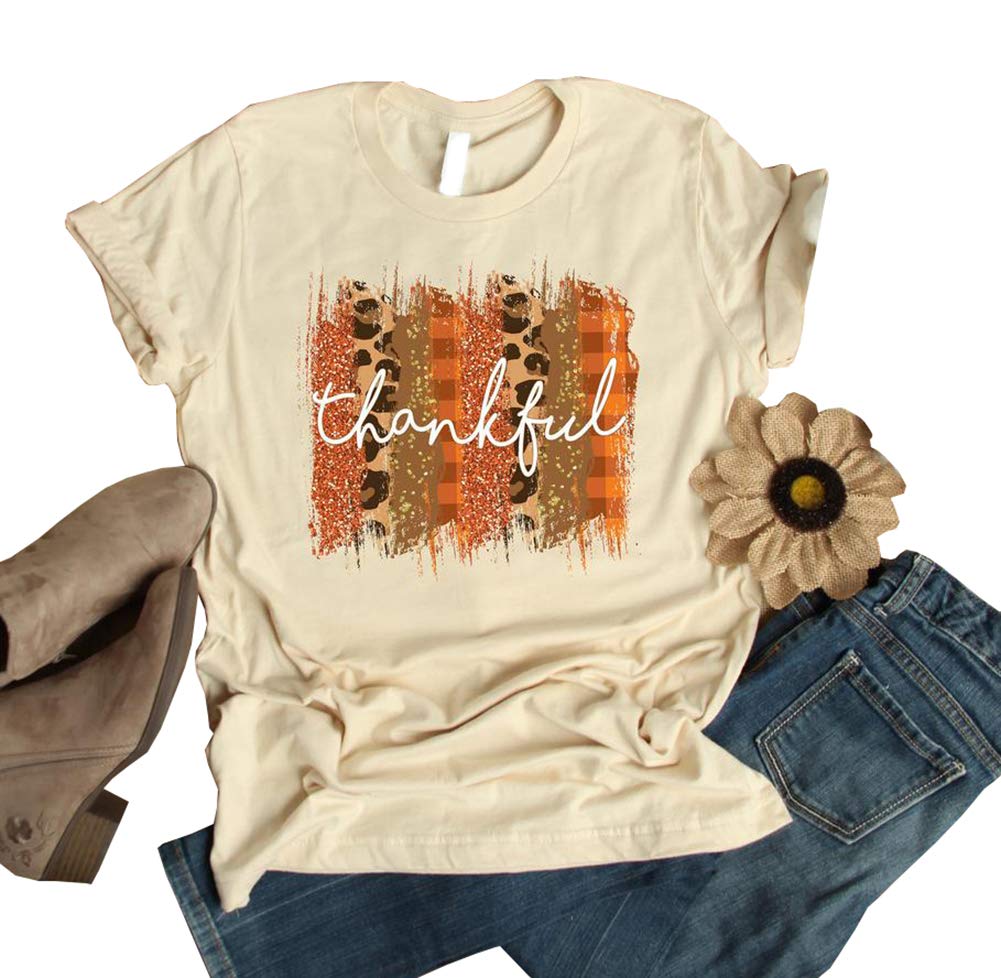 Thanksgiving Shirts For Women Thankful Graphic Letter Print T Shirt Casual Short Sleeve Tee Tops