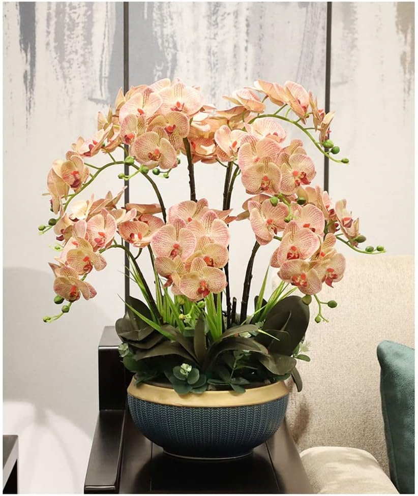 最大 Offクーポン 鉢植えの植物 Phalaenopsis蘭の造花25 6 花のアレンジメントの偽の蘭の花のオフィスのバスルームの パーティーダイニングテーブルの中心的ピースの蘭の花瓶蘭 人工鉢植え植物 Cougaropen Com