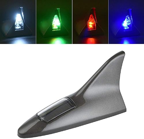Shark Fin Aerial-MASO - Aleta de tiburón con 8 luces LED de advertencia para automóvil (gris)