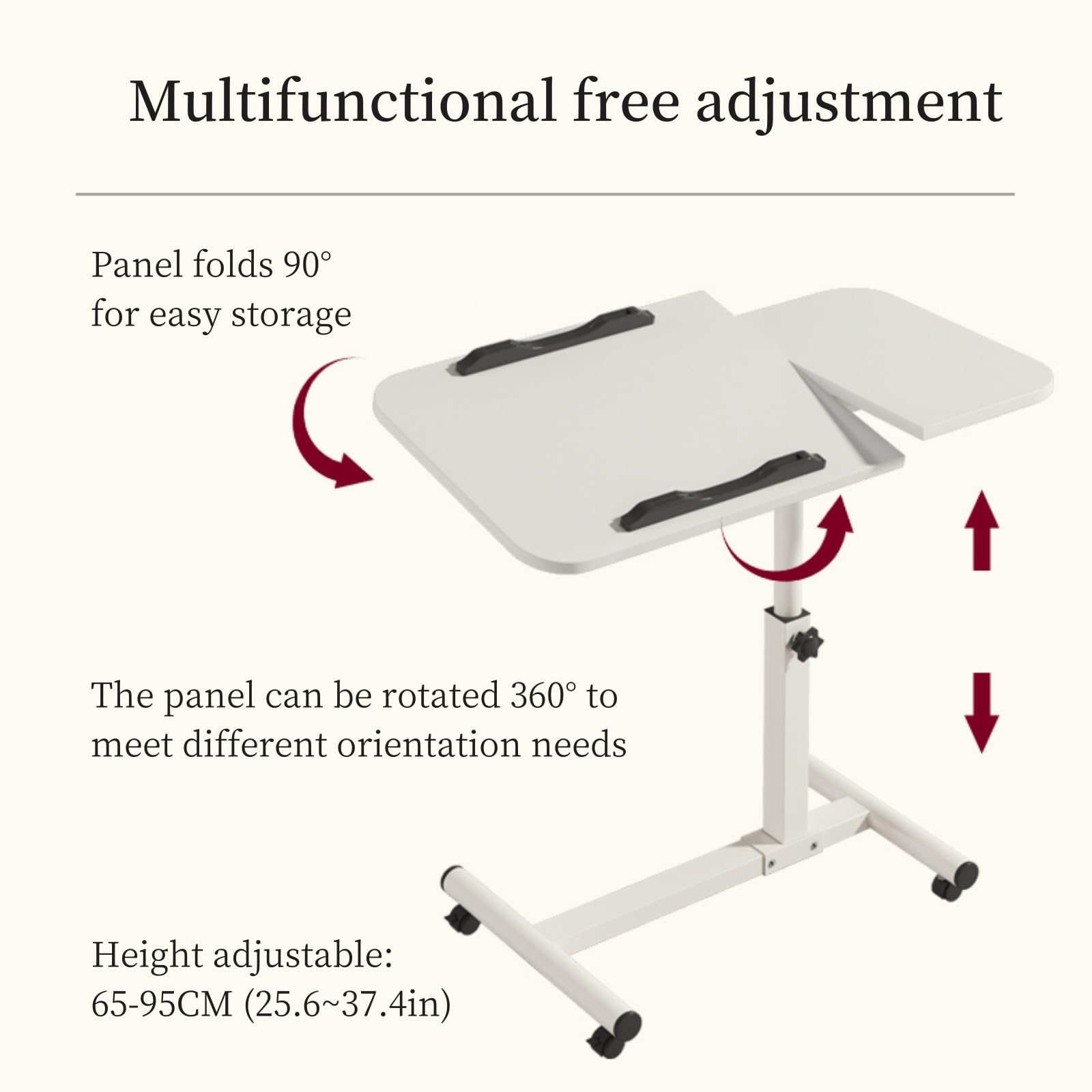 Mesa de altura ajustable con ruedas para cama, escritorio de cama móvil, mesa portátil con ruedas, mesa de computadora portátil sobre la cama, escritorio de pie