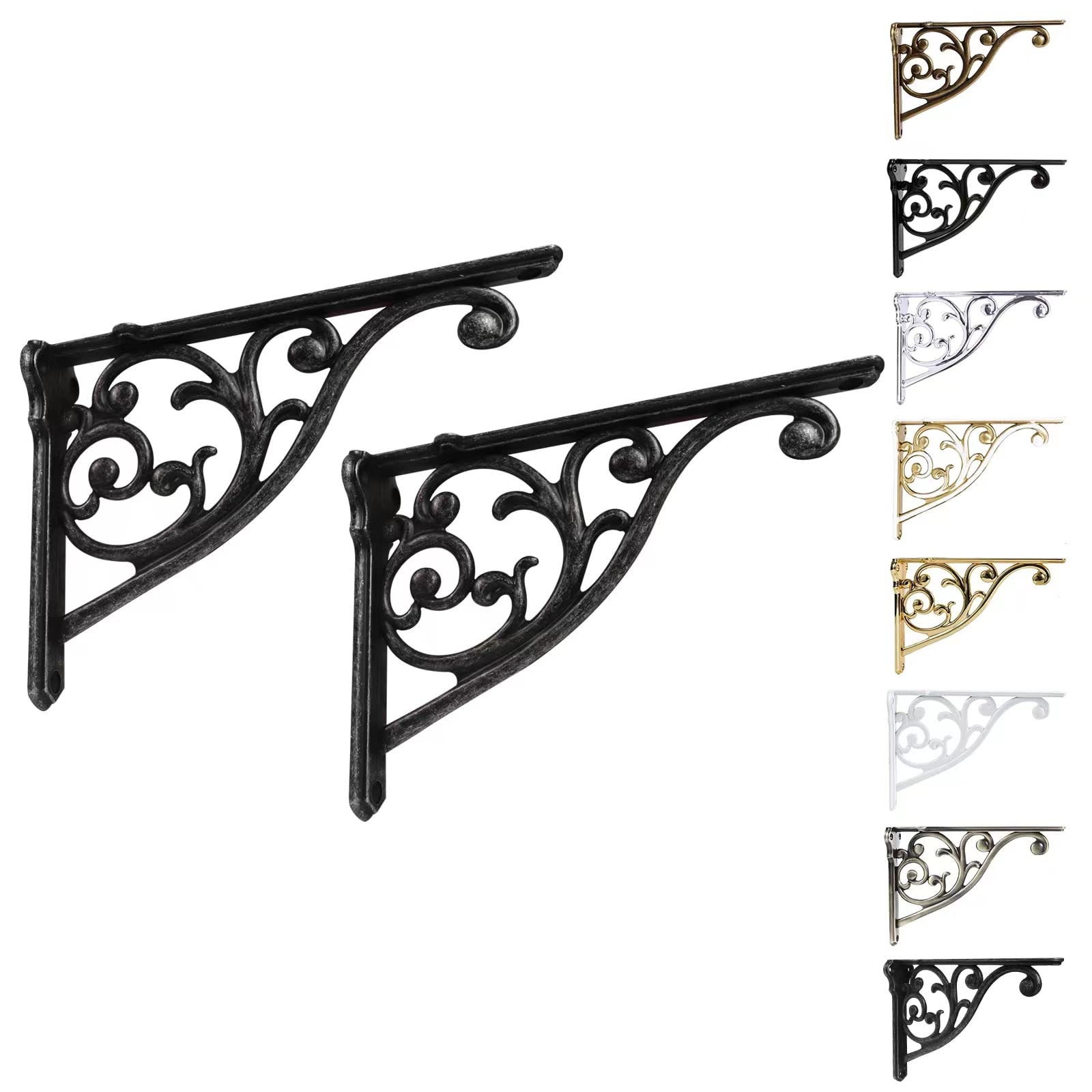 KHTUMEWARE-SB Antique Iron Shelf Brackets 2-Pack in Antique Iron — KHTUMEWARE