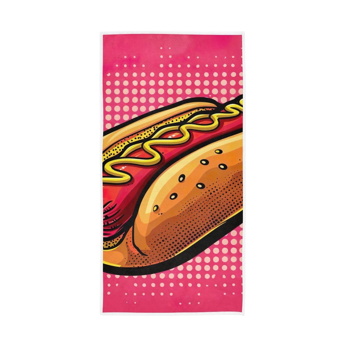 LSRCPD Hot Dog Hand Towel, Decorative Towels for Hand, Face, Hair, Yoga, Kitchen, Bath 15 x 30 Inches