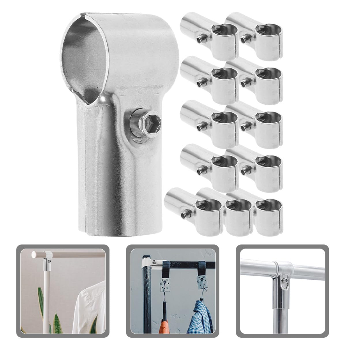 Morsetto 12 Pezzi in Acciaio Inox Argento per T Tubo