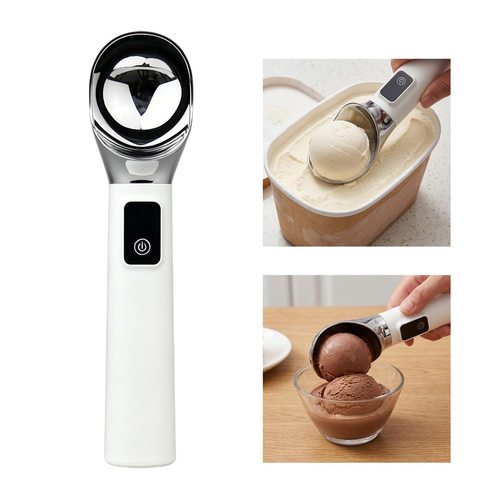 Cuillères à glace électriques de qualité supérieure avec corps étanche et fonction de chaleur rapide pour les amateurs de desserts