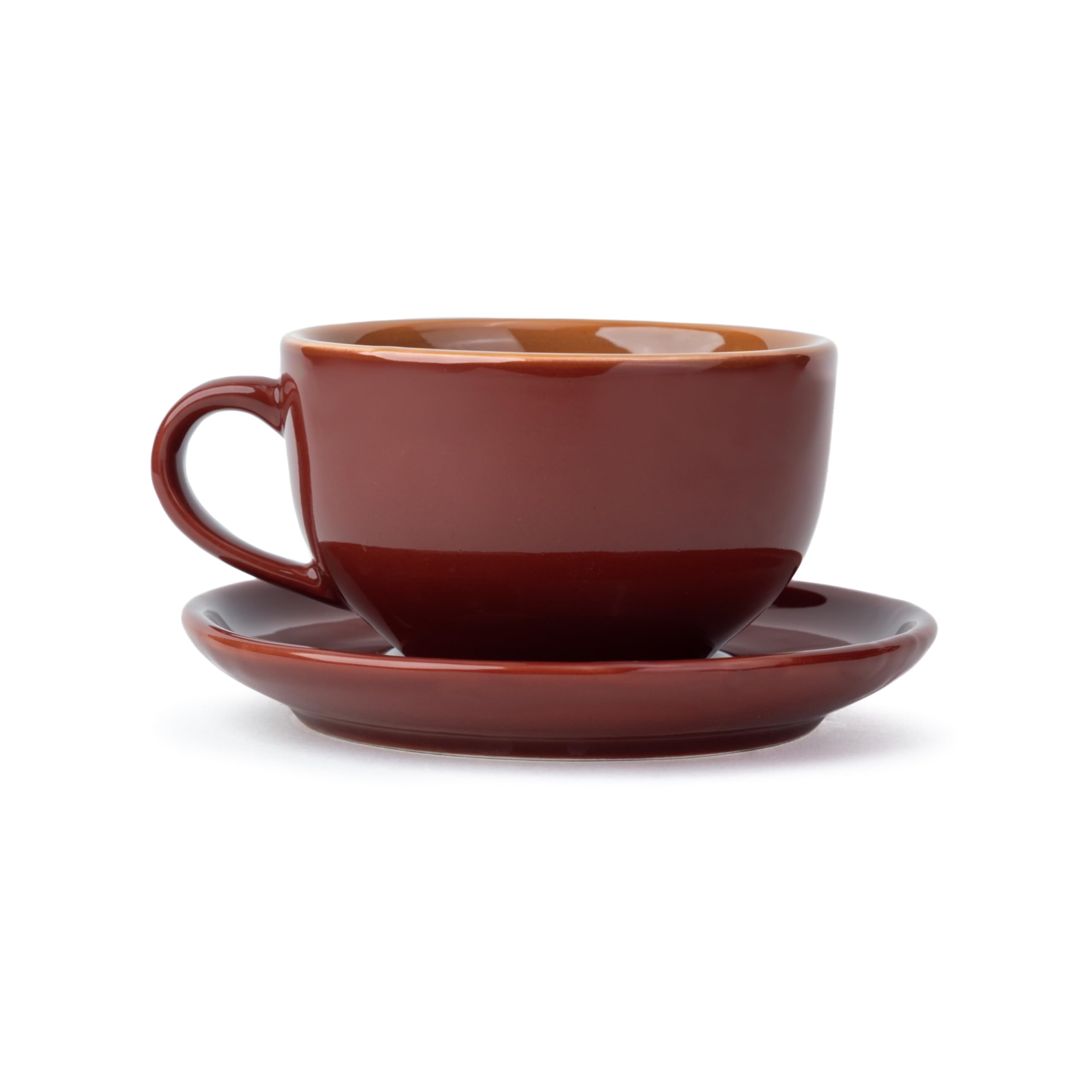 ShayLarge Ceramic Coffee Cup Saucer Set, Burgundy, 320ml | Cappuccino Cup | Glossy Finish | Premium Porcelain | Microwave Safe (XL Cup Saucer - Burgundy)