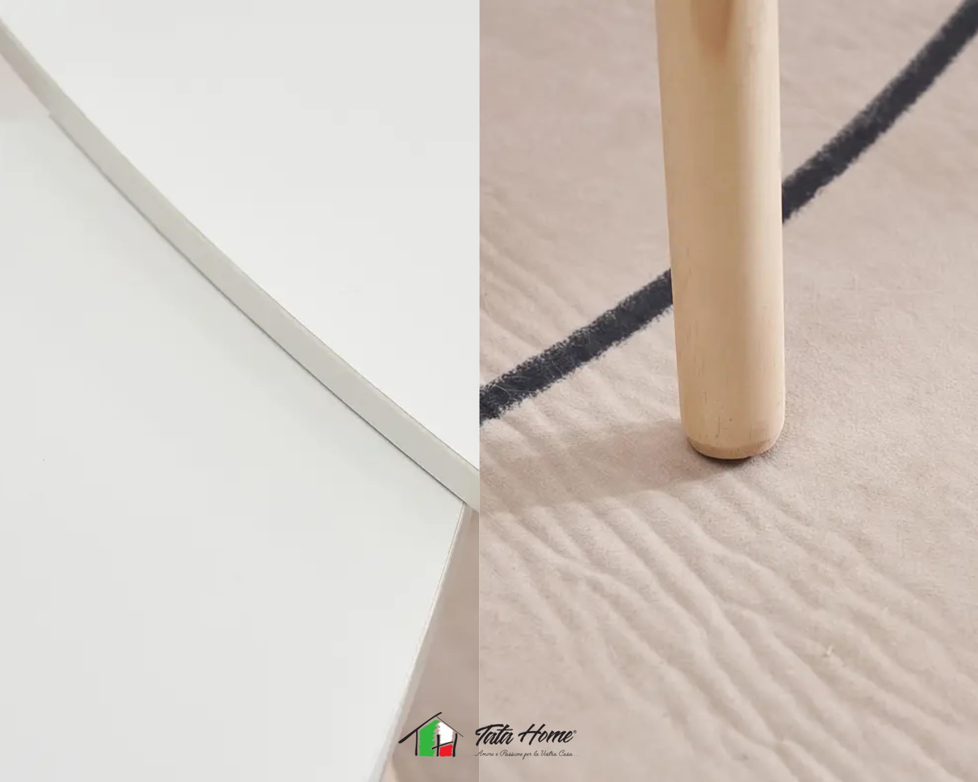 Tata Home Set Tavolini da Salotto Sovrapponibili a Triangolo Tavolini da Caffè con Gambe in Legno di Pino Stile Scandinavo Colore Bianco e Naturale Mod. Livermore